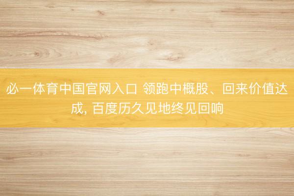 必一体育中国官网入口 领跑中概股、回来价值达成， 百度历久见地终见回响