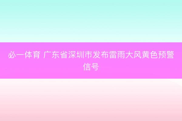 必一体育 广东省深圳市发布雷雨大风黄色预警信号