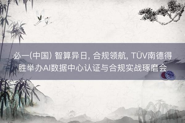 必一(中国) 智算异日， 合规领航， TÜV南德得胜举办AI数据中心认证与合规实战琢磨会