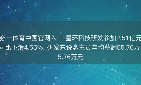必一体育中国官网入口 星环科技研发参加2.51亿元， 同比下滑4.55%， 研发东说念主员年均薪酬55.76万元