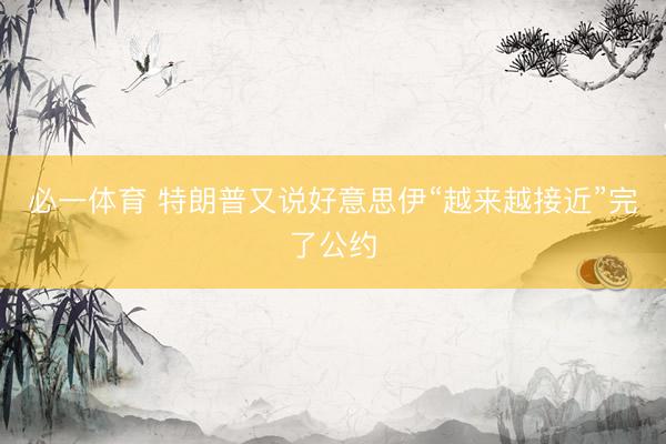 必一体育 特朗普又说好意思伊“越来越接近”完了公约