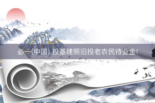 必一(中国) 投基建照旧投老农民待业金!
