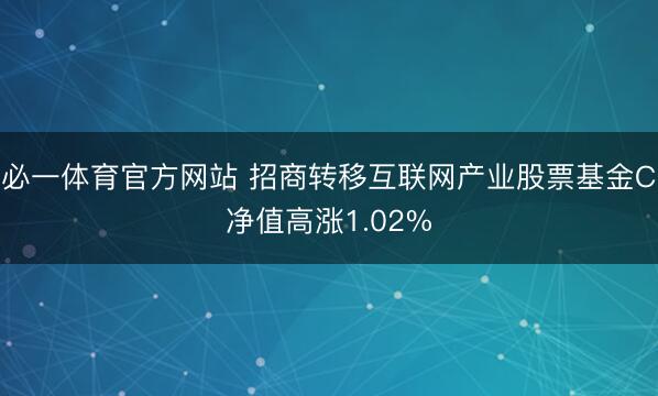 必一体育官方网站 招商转移互联网产业股票基金C净值高涨1.02%