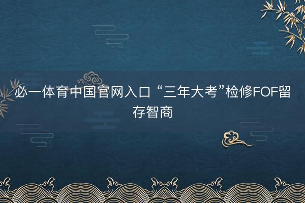 必一体育中国官网入口 “三年大考”检修FOF留存智商