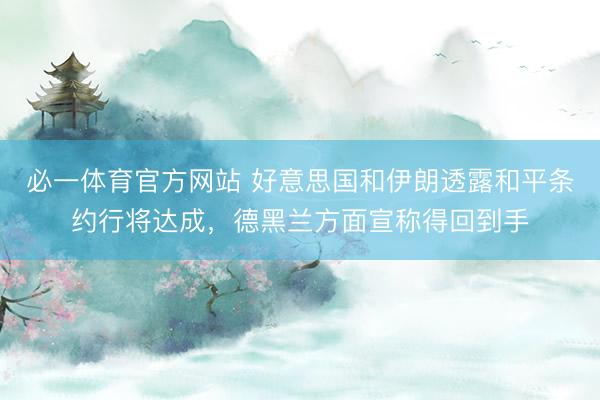 必一体育官方网站 好意思国和伊朗透露和平条约行将达成，德黑兰方面宣称得回到手