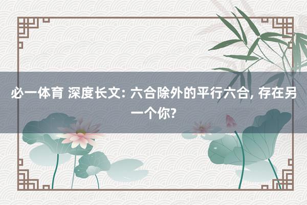 必一体育 深度长文: 六合除外的平行六合， 存在另一个你?
